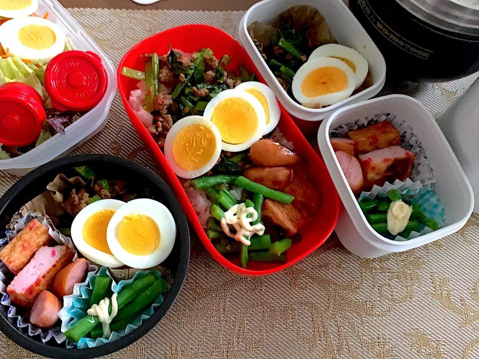 Snapdishの料理写真:ひき肉と小松菜ピリ辛弁当|🍭よっぴさん