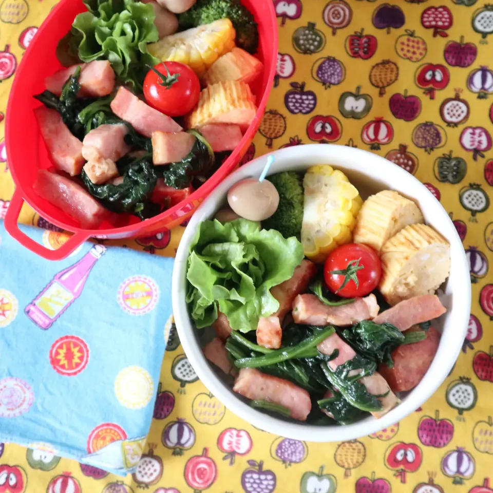 Snapdishの料理写真:高校生男子弁当＆中学生男子弁当🍱ポパイ丼|なかじー。さん