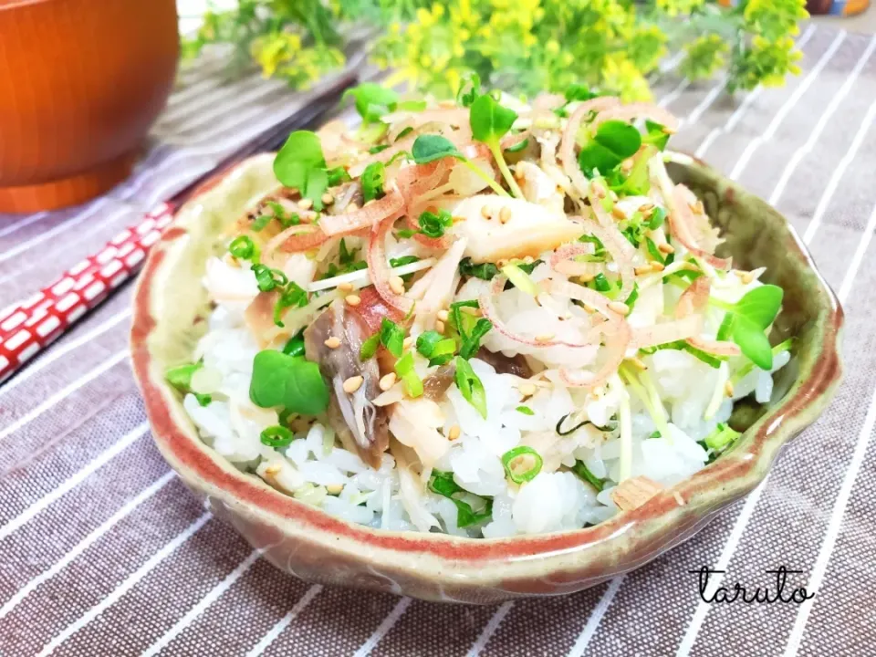 まめころさんの料理♡
焼きサバと香味野菜のサラダ風ごはん😋🥗🌿|taruto⭐️さん