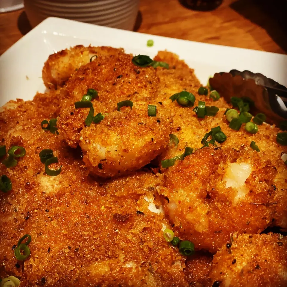 Today’s Dinner 
Shopping today a great price in Fuchu market 
Fresh filleted whole Tara Fish which I breaded in Cajun spice & Panko (breadcrumbs) with Cornmeal |Emanuel Hayashiさん