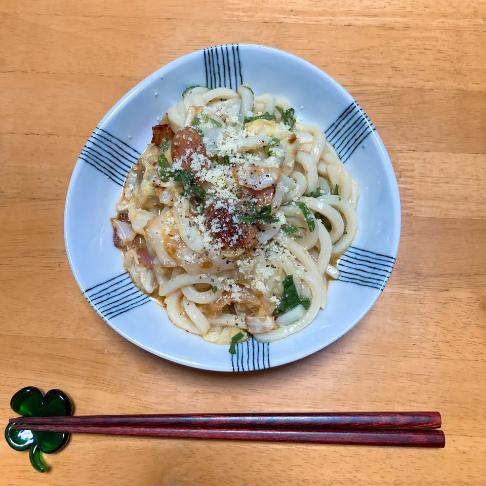 カルボナーラうどん🥢|ちゃみこさん