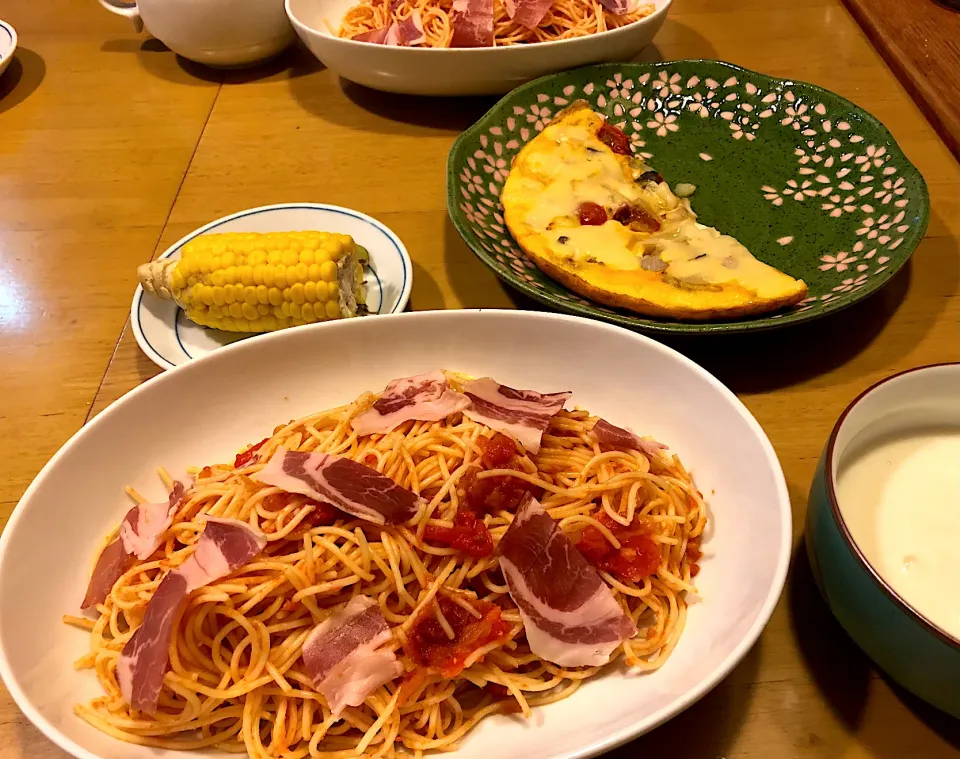 Snapdishの料理写真:冷製トマト生ハムパスタ、ビシソワーズ|ゆっこっこさん