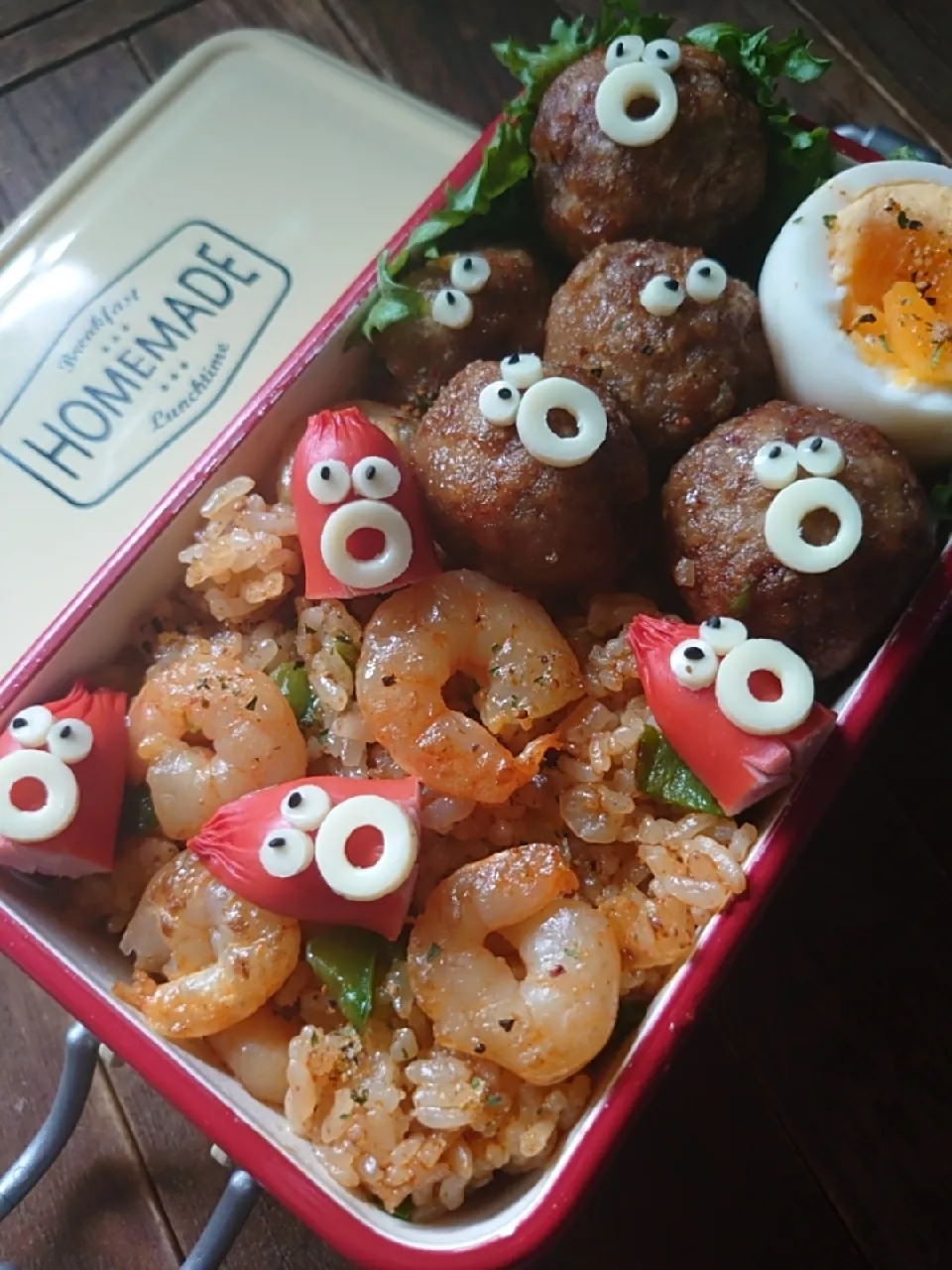 Snapdishの料理写真:漢の…自分用🍱ミートボール付きジャンバラヤ弁当|ᵏᵒᵘさん