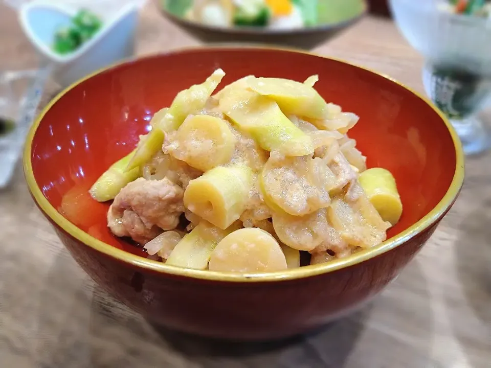 姫竹と豚肉の味噌煮|古尾谷りかこさん