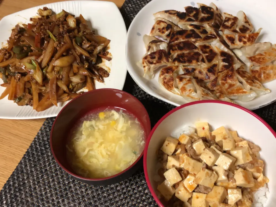 麻婆豆腐丼&チーズ餃子|ここなりさん