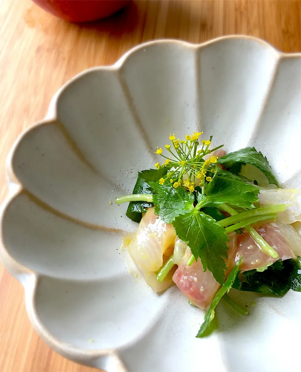 釣り魚🎣イシダイと三つ葉のからし酢みそ和え|9421beruさん