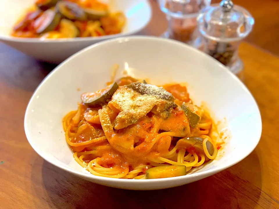 ラタトゥイユのリメイク☆クリームパスタ🍝|まめすけ。さん