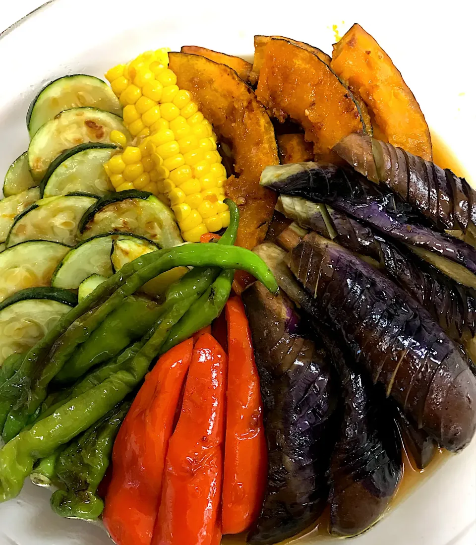 黒酢　夏野菜の焼き浸し|sobacoさん