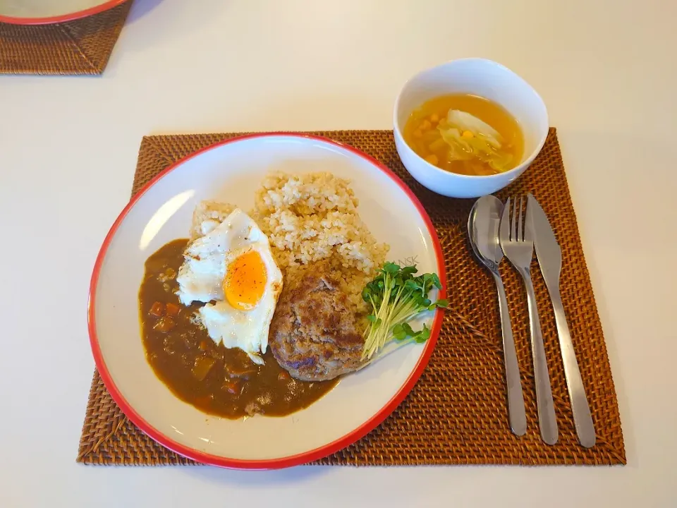 今日の夕食　ハンバーグカレーライス|pinknari🐰🌈さん