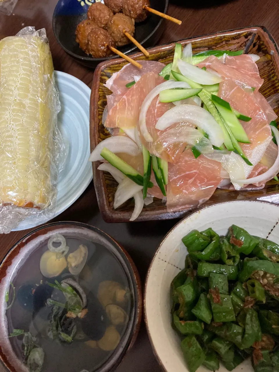 Snapdishの料理写真:6月27日晩ご飯。週末夫のツマミ的なものたち。|あやさん