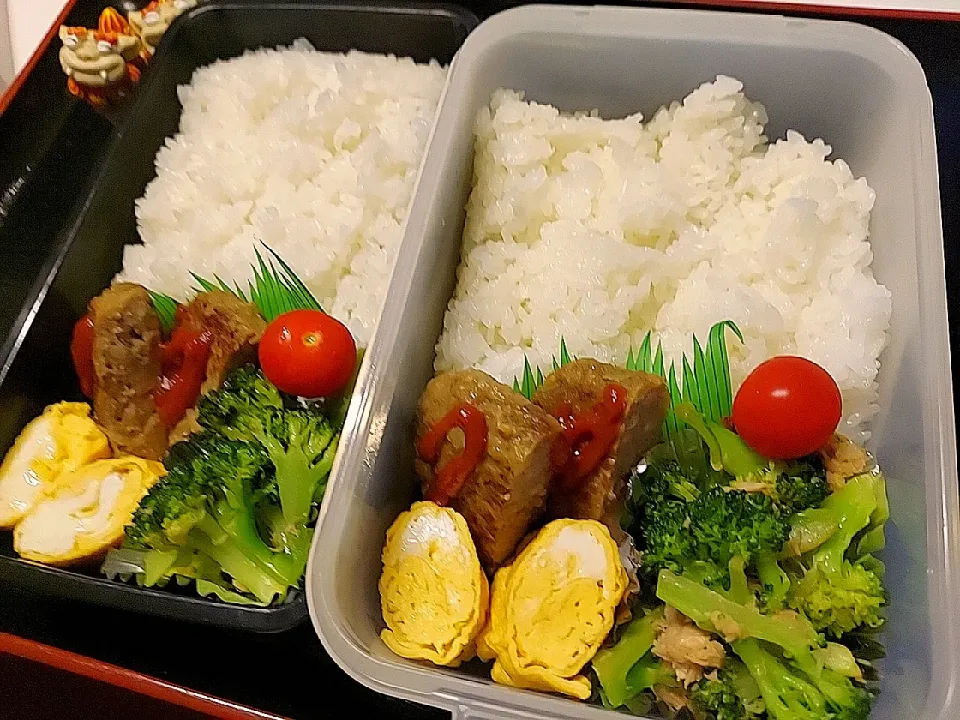 Snapdishの料理写真:夫弁当、息子弁当|みどりさん