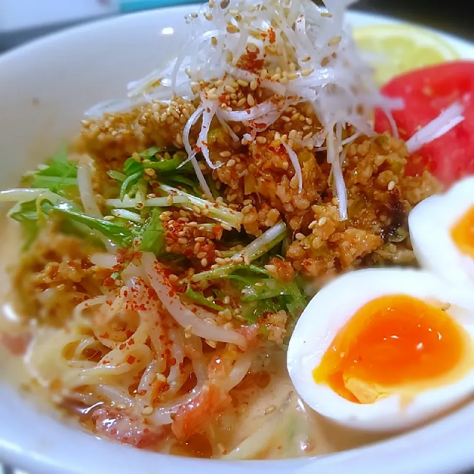 Snapdishの料理写真:トマト豆乳の冷し坦々麺～♪♪|砂糖味屋キッチンさん