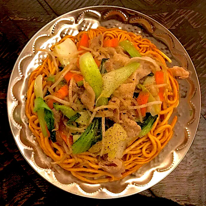 Snapdishの料理写真:中華麺とうどんのちゃんぽん　バリバリバリカタ焼きそば　名前がややこしい！|イナコさん