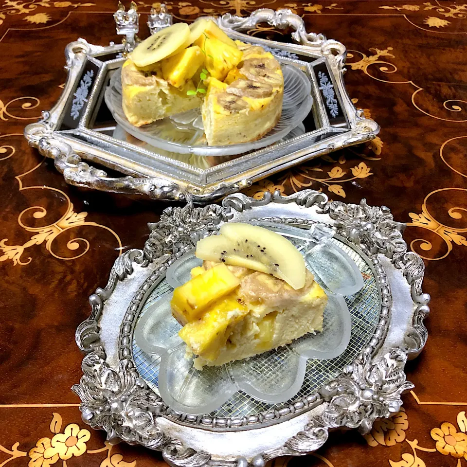 henryさんの料理 henryさんの料理 henryさんの料理 おからバナナ🍌キウイ🥝スナックパイン🍍ケーキ＊Hawaiian cinnamon🧁|henryさん