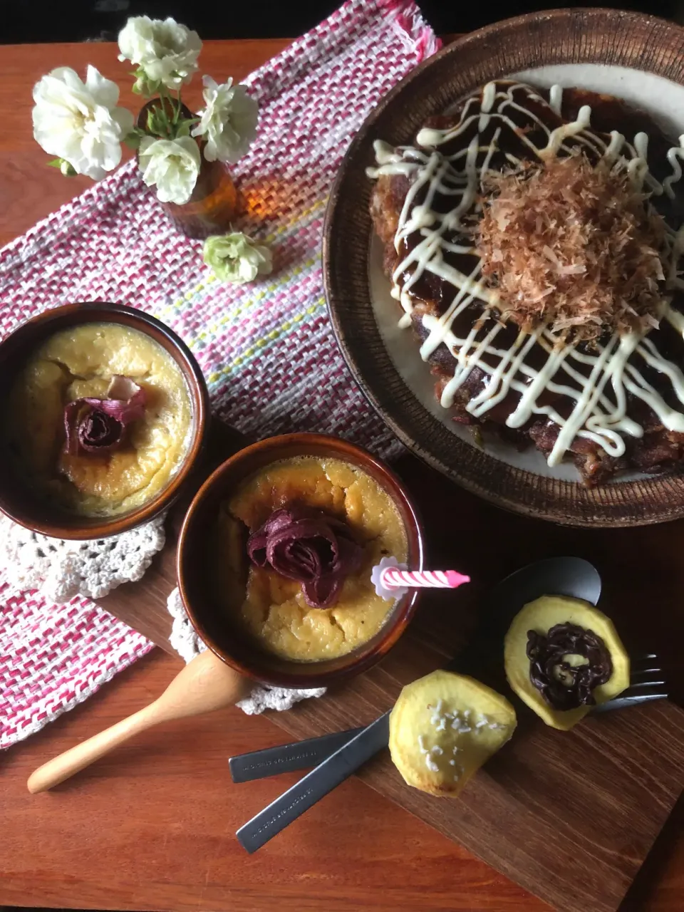 Snapdishの料理写真:みったんさんの料理 炊飯器でおっきなたこ焼き
薩摩芋プリン|ボンバーさん