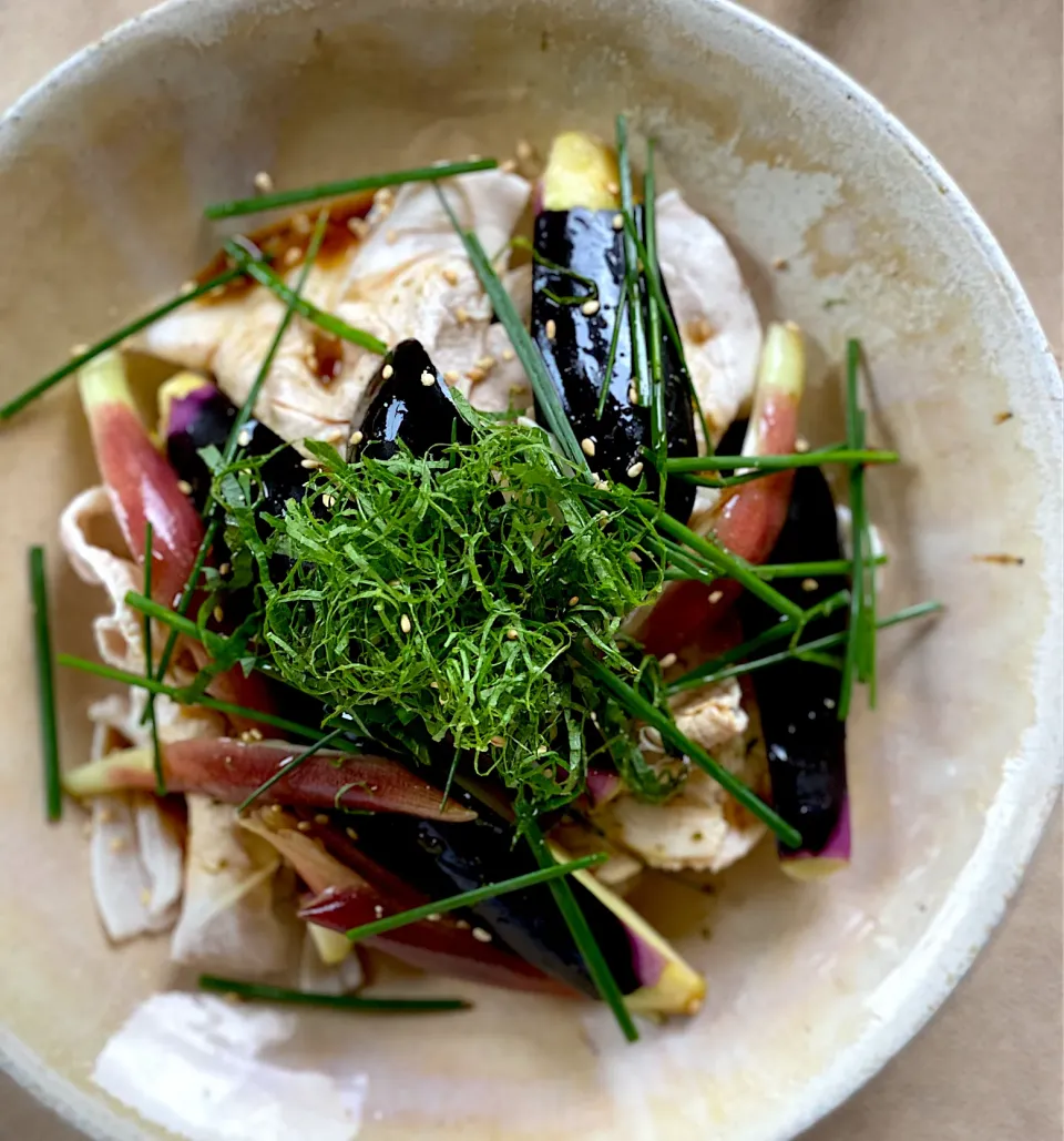 🐟🍚🍆夏ごはん ②. 🍆水茄子と茗荷の浅漬けと冷しゃぶ、すだちポン酢で|ゆきぽん@ゆきの家飲み料理さん