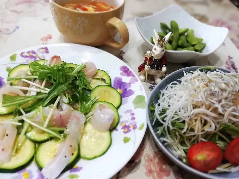 '21,6/29
カンパチとズッキーニのカルパッチョで晩ご飯😋|たえさん