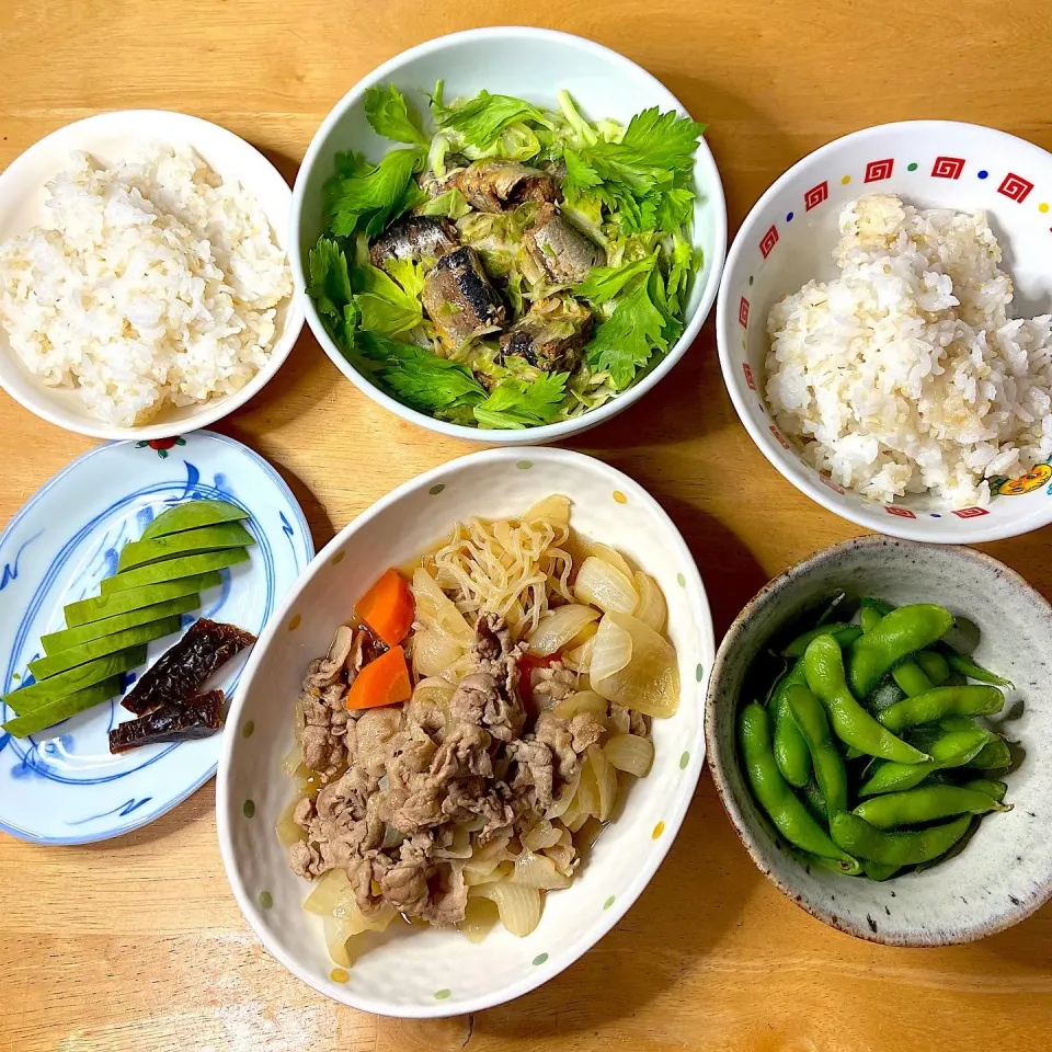 Snapdishの料理写真:肉じゃが&鯖味噌煮サラダ|Makokoさん