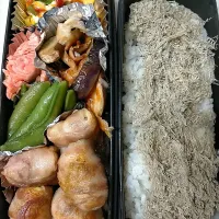 オーブンで全部焼き弁当
★ネギ・油揚げ入り肉巻き
★茄子チーズ焼き
★アスパラ・コーン焼き
★銀鮭塩焼き
★スナップエンドウ|芽亜里さん