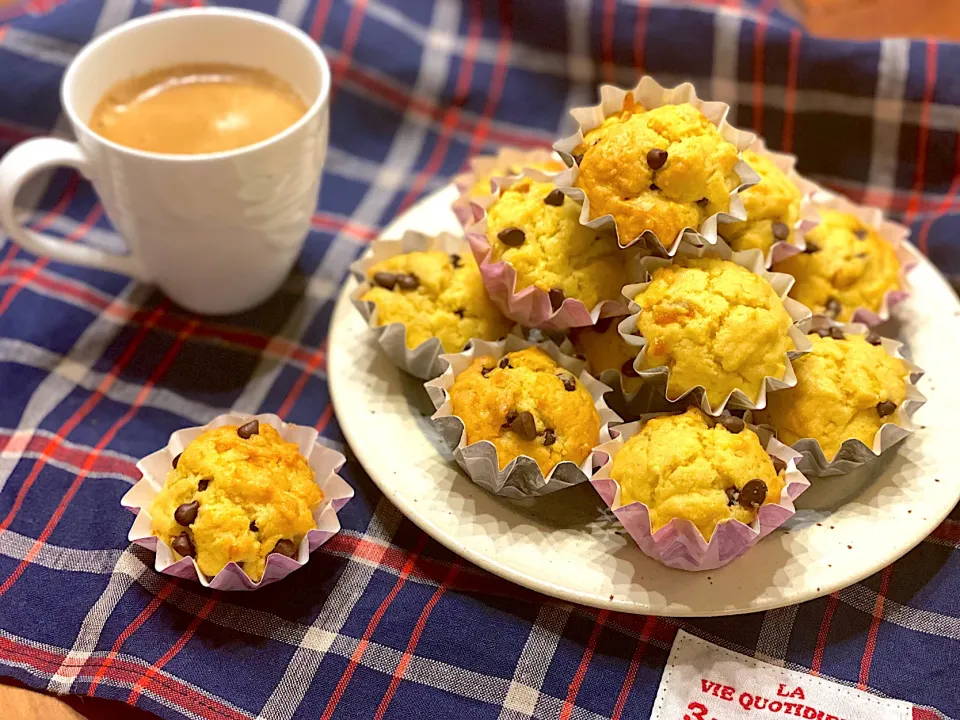 オリーブオイルとパルスイートでつくる☆チョコとオレンジピールのザクザクマフィン☺︎|まめすけ。さん