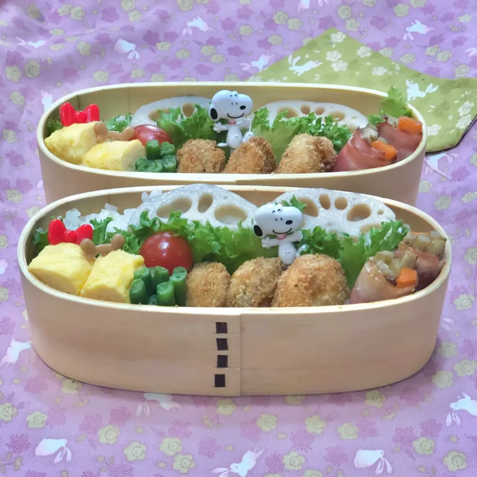 ホタテフライ☘の双子ちゃんお弁当💙❤️ 6/15火|sweet homeさん