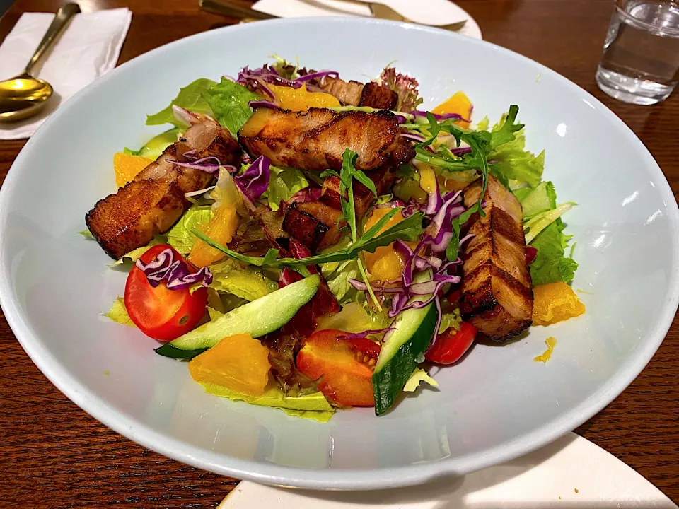 Orange salad, pork belly|skyblueさん