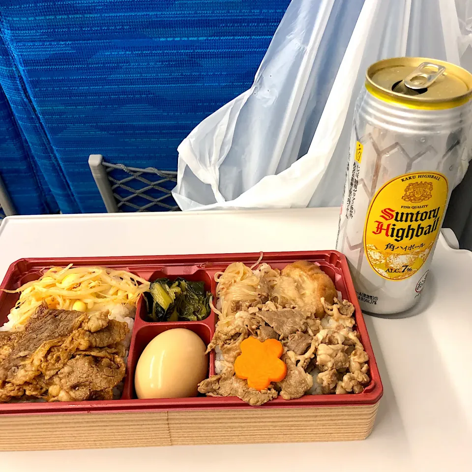 Snapdishの料理写真:牛すきと焼肉弁当🍱🚅|すかラインさん