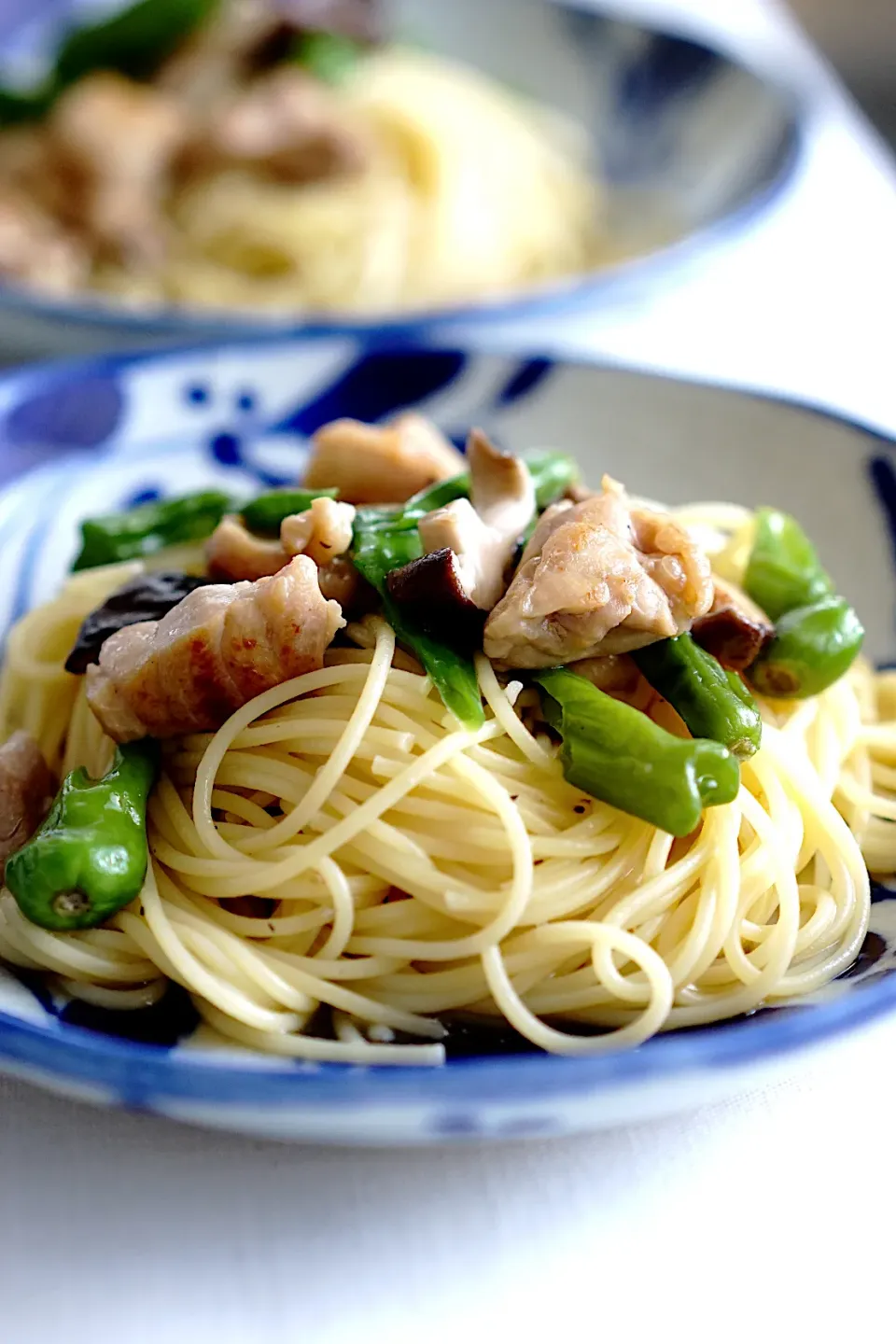 Snapdishの料理写真:鶏肉とししとうの和風パスタ|てつやさん