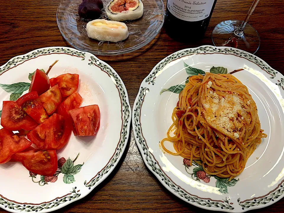 今日の昼食🍅🍝🍑20210704|rococoさん