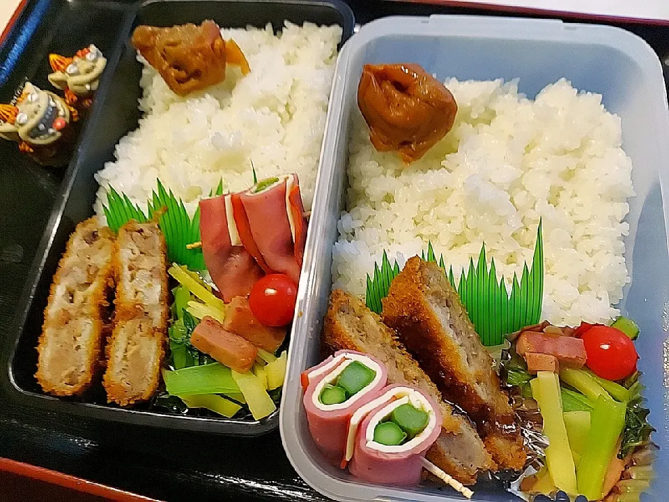 Snapdishの料理写真:夫弁当、息子弁当|みどりさん