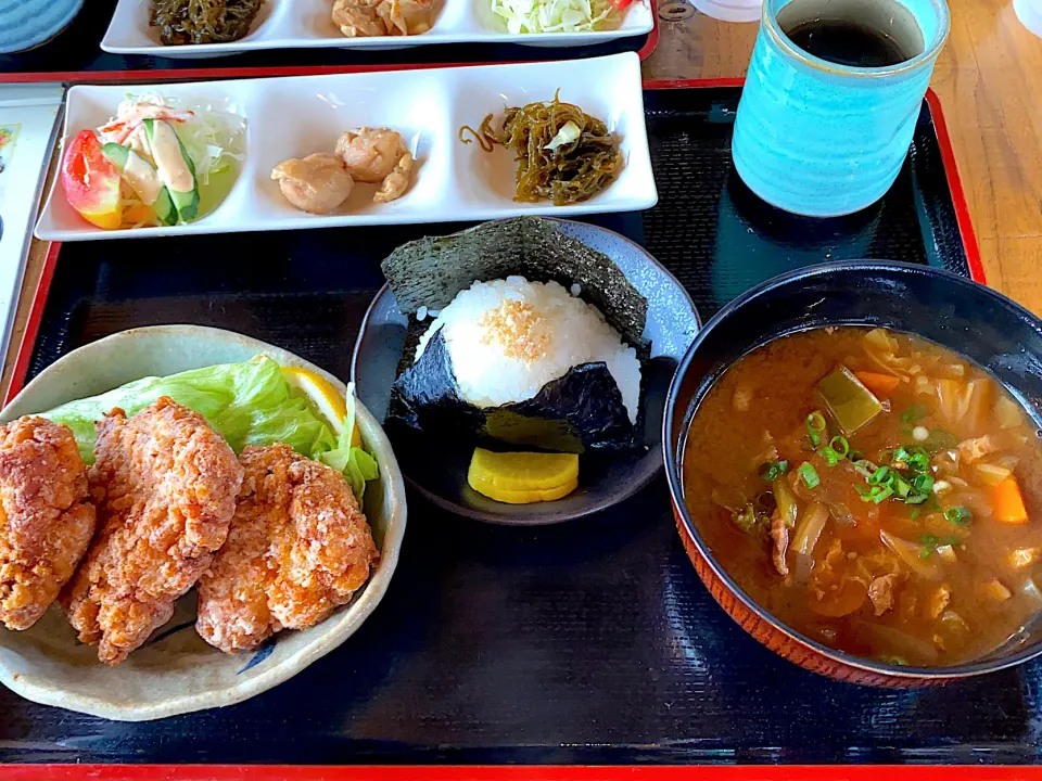 唐揚げおむずび定食|aico☆さん