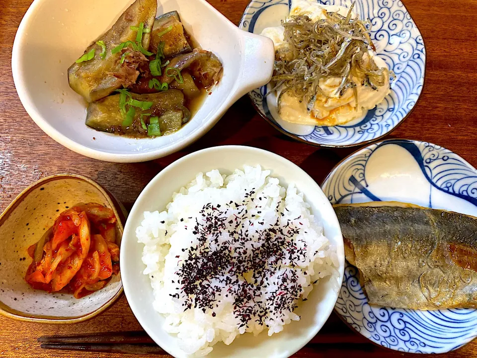 サバの干物🐟と茄子の煮浸し🍆|かおちゃんさん