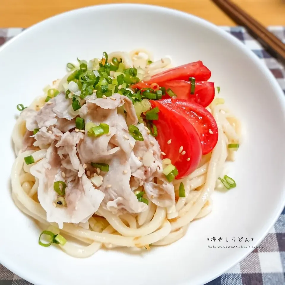 手打ちうどんde夕ごはん✾豚しゃぶ冷やしうどん|ゆずぽんさん