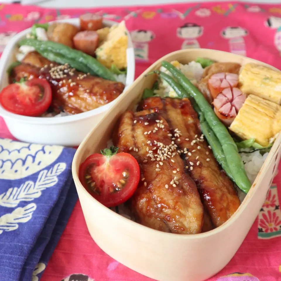 高校生男子弁当＆中学生男子弁当🍱鯵の蒲焼き|なかじー。さん