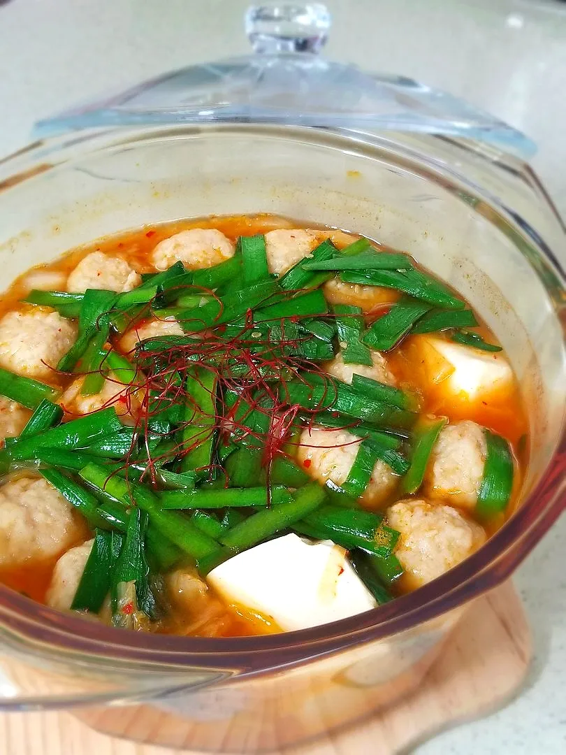 肉だんごと豆腐のキムチ煮|ぱんだのままんさん