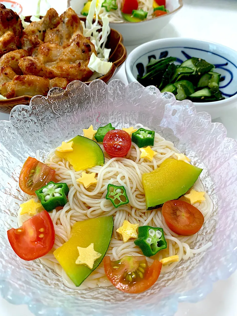 七夕⭐︎自家製野菜の天の川そうめん|まーまさん