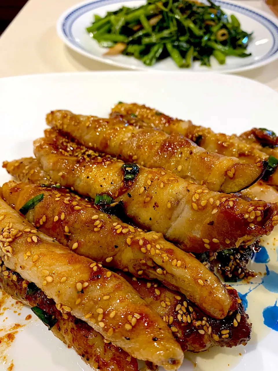 からあげビールさんの料理 白飯どろぼう♪茄子の肉巻きオイスター生姜照り焼き|しばざきまりさん