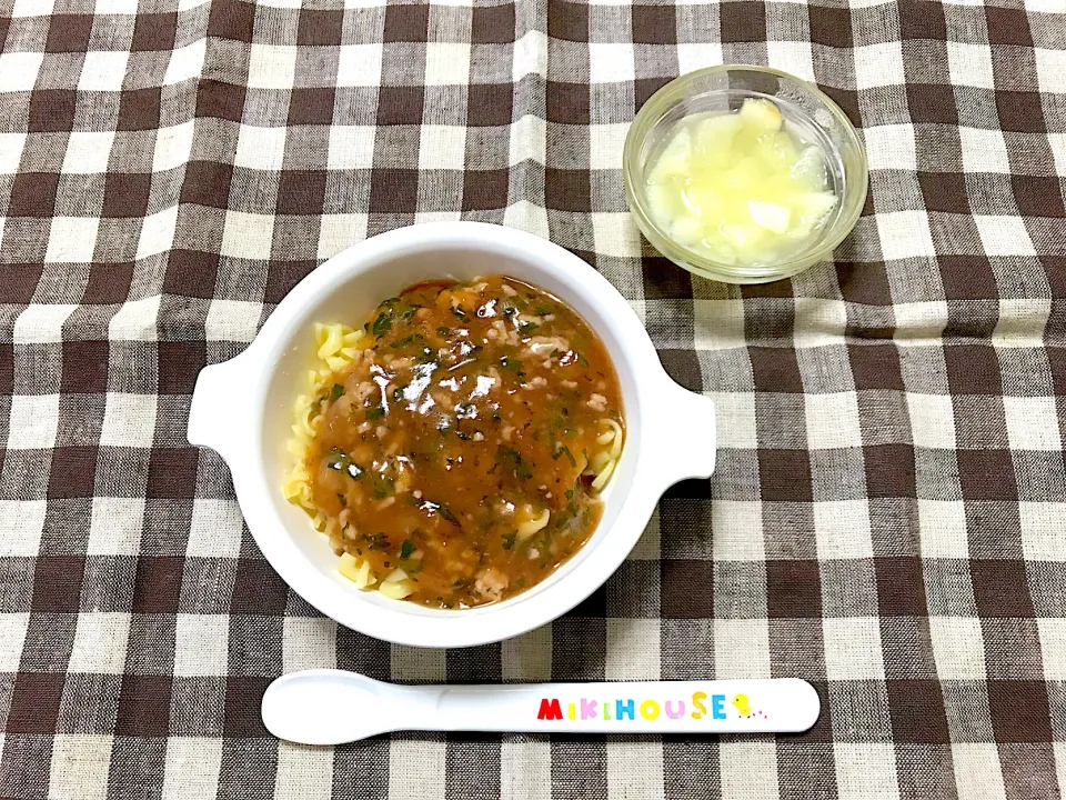 Snapdishの料理写真:【離乳食】ミートソースパスタ、もも|sayaさん