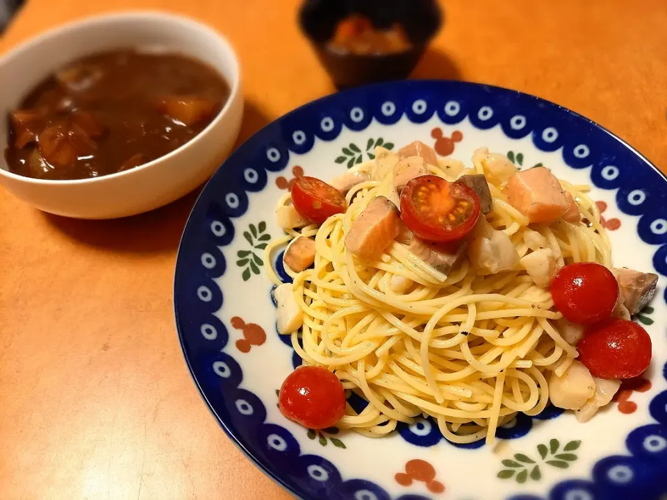 サーモンとホタテの冷製パスタ|あきさん