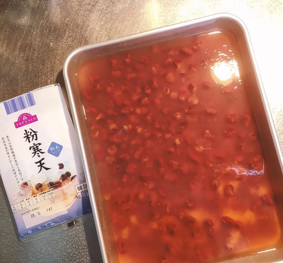 Snapdishの料理写真:粉寒天と小豆缶で、なんちゃって水羊羹？|海斗さん