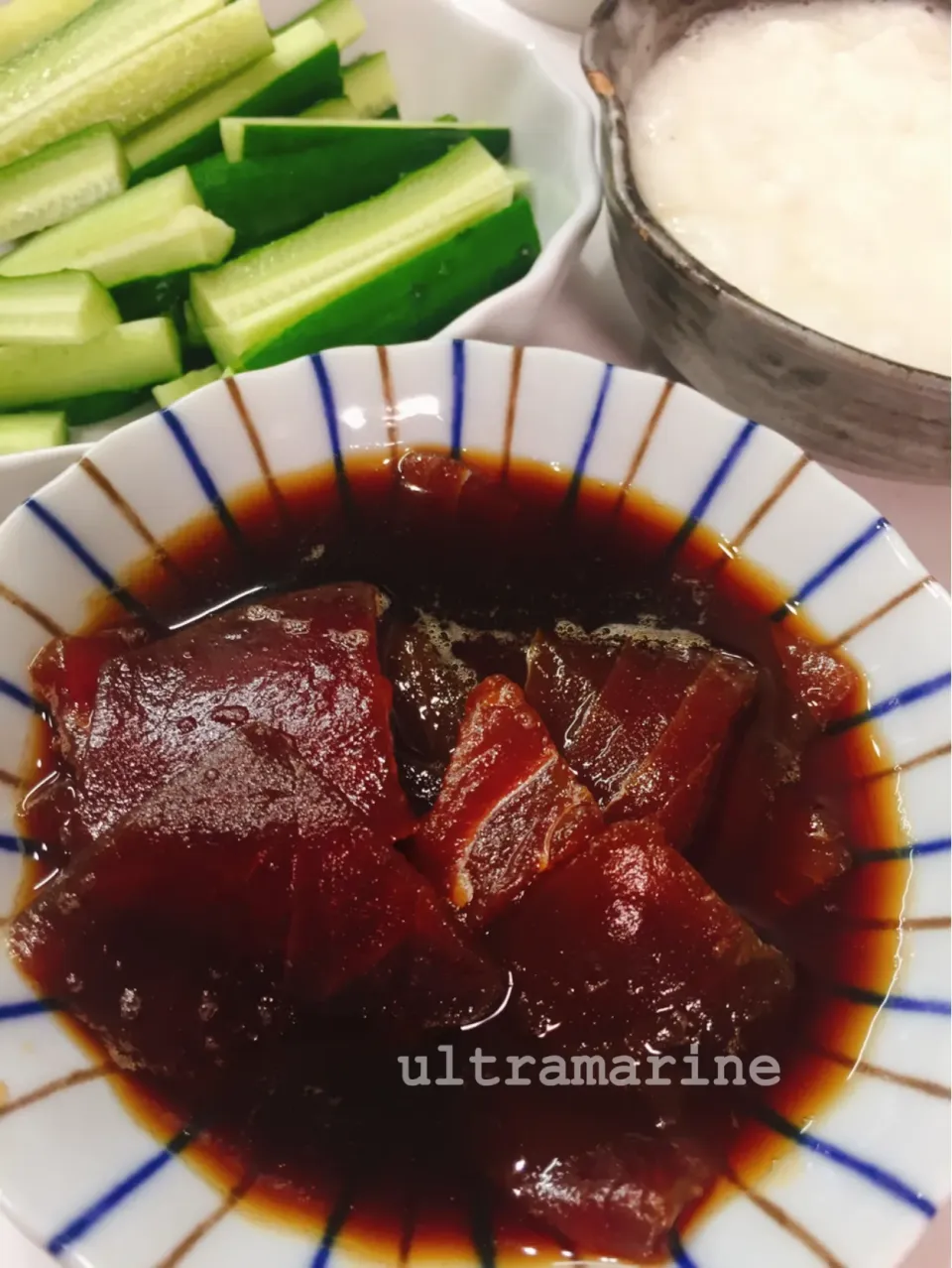 ＊まぐろ漬け、とろろ、きゅうりで鉄火丼＊|ultramarineさん