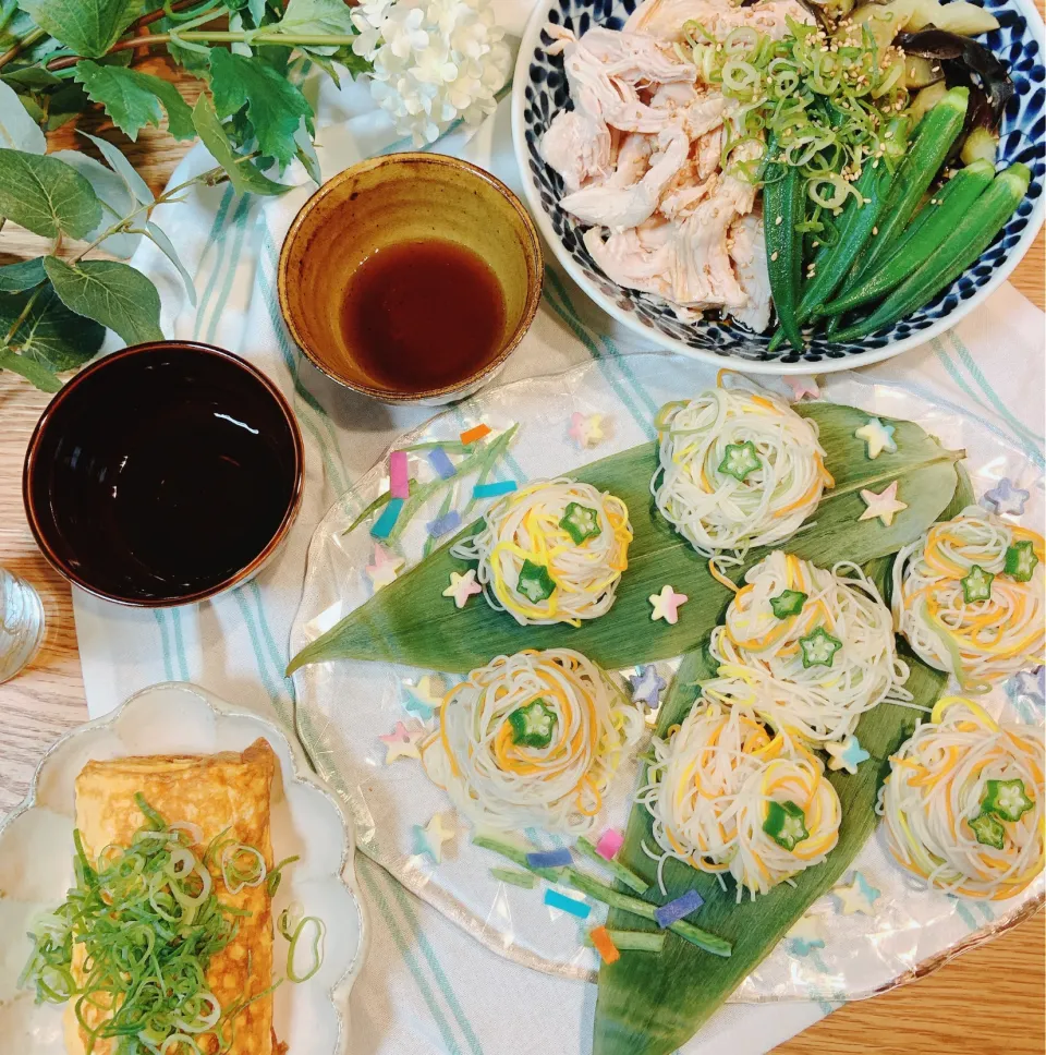 Snapdishの料理写真:七夕の日の夕飯|ふわくまさん