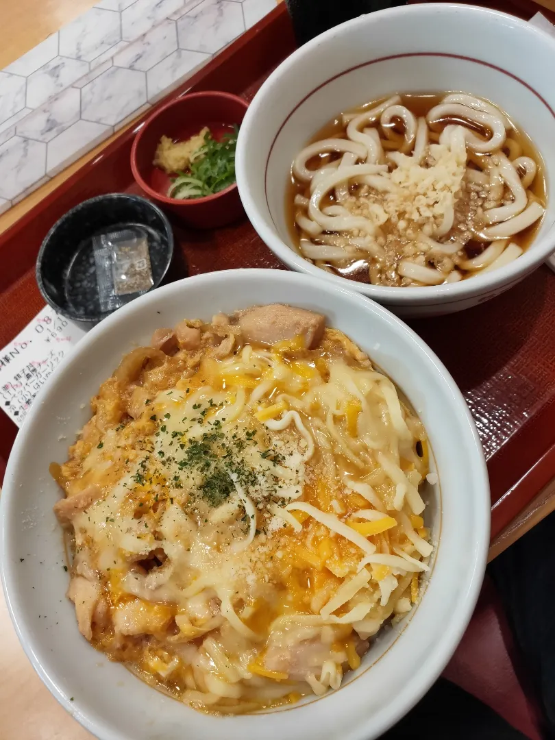 濃厚チーズ親子丼と冷うどん|osakana555さん