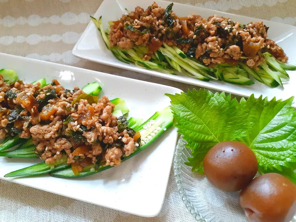 梅醤油の梅を使った青紫蘇入り肉味噌|fumfumさん