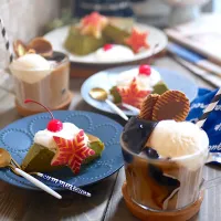 コーヒーゼリーinコーヒーフロートand                 炊飯器deかんたん抹茶レアチーズケーキ