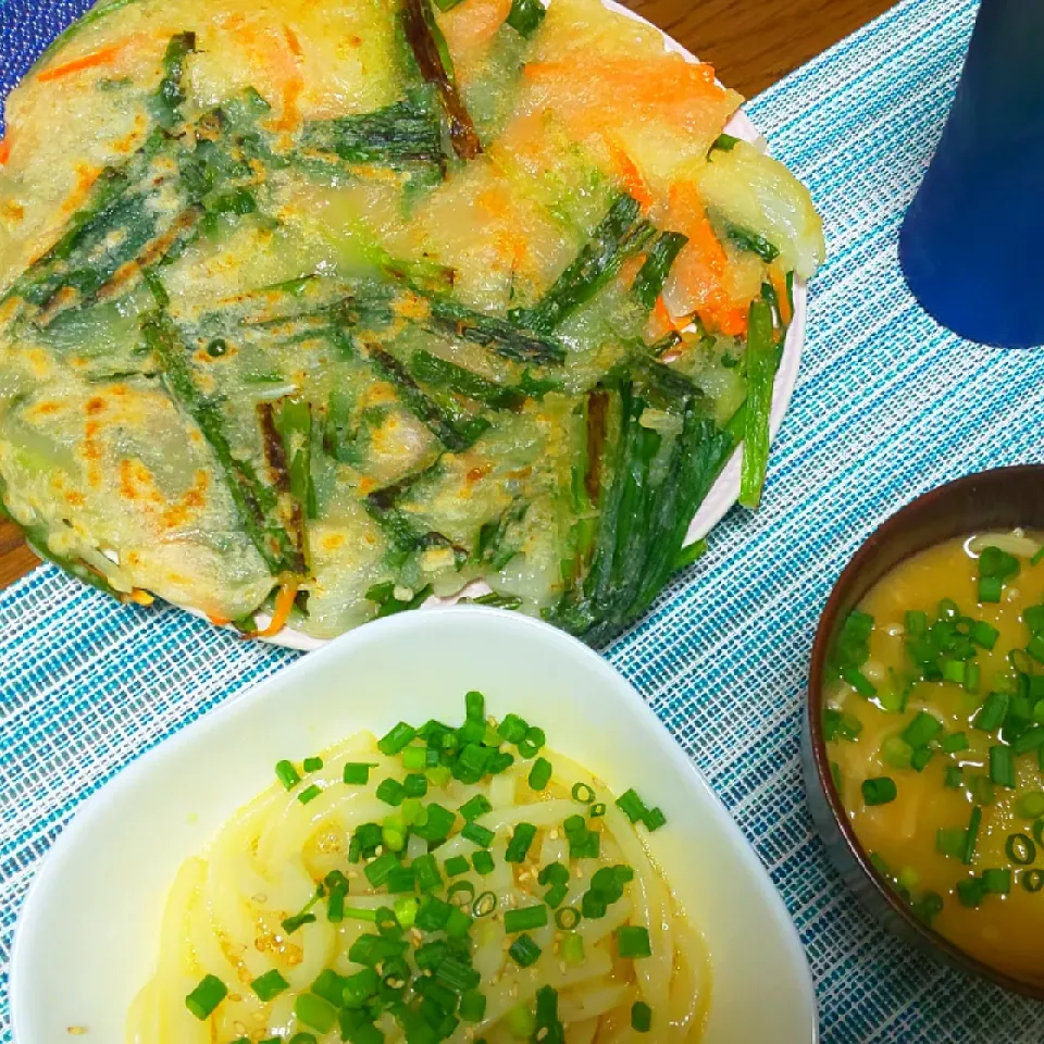 ◇チヂミ(旦那作)
◇釜揚げ風うどん
◇えのきの味噌汁|ぶるー子さん