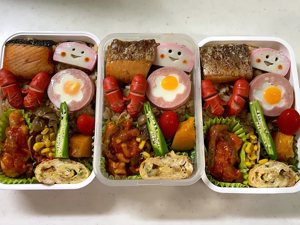 Snapdishの料理写真:2021年7月13日　みっつ弁当♪|クッキングおやぢさん