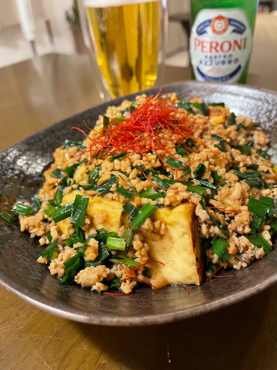 Snapdishの料理写真:からあげビールさんの料理 ビールが進む♪こんがり絹揚げのピリ辛スタミナあんかけ|ナガマンさん