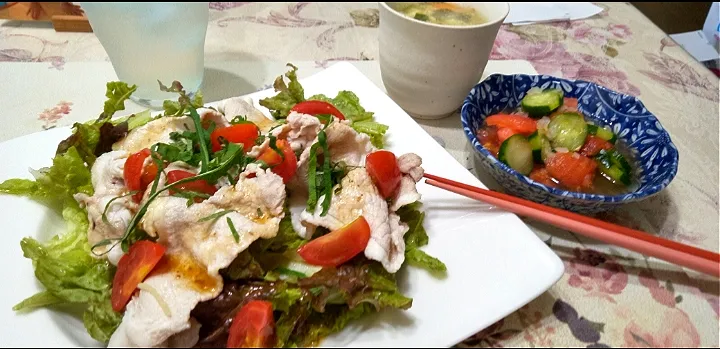 Snapdishの料理写真:冷しゃふ晩ご飯😋|たえさん