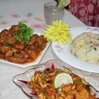 multiple dish.Sweet chili chicken, Cashew Nut salad|sadiaさん